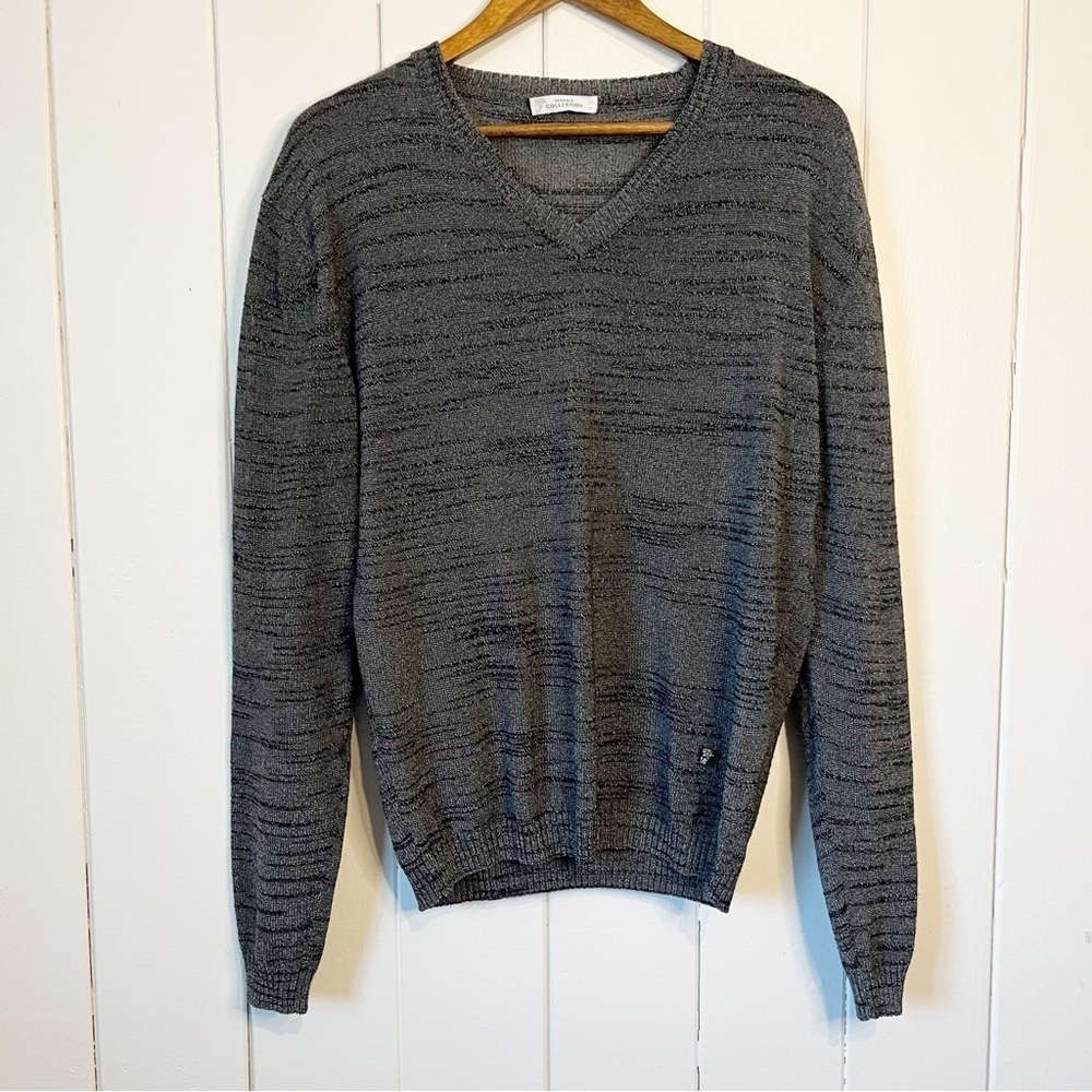 Versace Collection Grey V-Neck Sweater. Size XL.